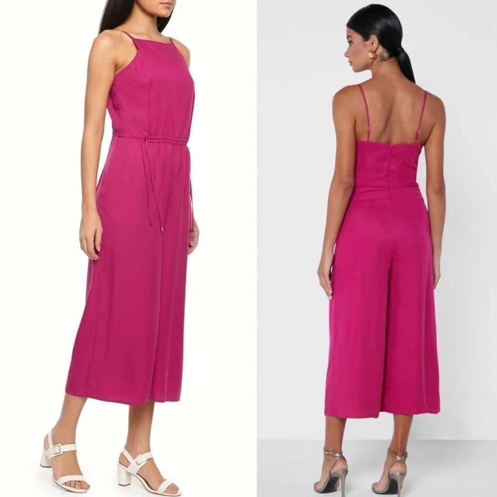 NWT‎ TED BAKER Sleeveless Square Neck Wide Leg Ankle Crop Cinch Waist Jumpsuit 4 - Picture 2 of 16